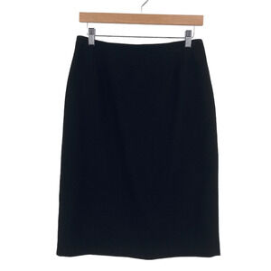 Linda Allard Ellen Tracy Skirt Business Women Size 10 Black Wool Back Zip Vented